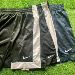 Lot of 3 pairs of Nike Athletic Shorts, 2 Black / White, 1 Navy, Boys Large